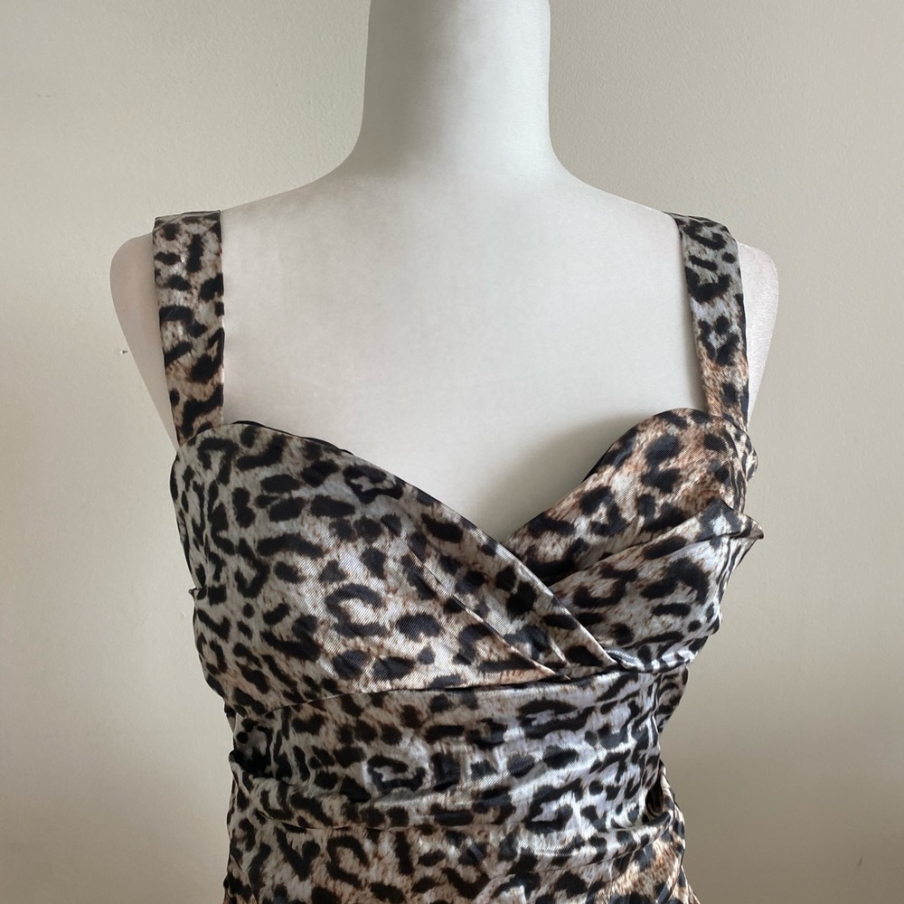 NWT Nicole Miller Leopard Print Ruched Dress - Picture 4 of 14